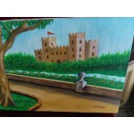 Малка картина масло на платно Испания - 3816